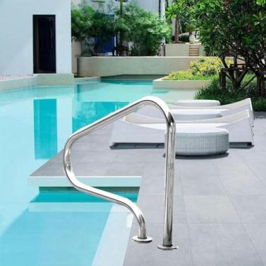 Imagem de Corrimão para piscina corrimão para piscina, corrimão para piscina à prova de ferrugem com cabo de aço inoxidável 304, 31 x 31 polegadas/80 x 80 cm, corrimão de escada para entrada da piscina