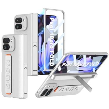 Imagem de Capa para Google Pixel 10 Pro Fold com alça de pulso e dobradiça magnética protetora e protetor de tela e suporte dobrável, capa protetora à prova de choque de policarbonato rígido para Google Pixel