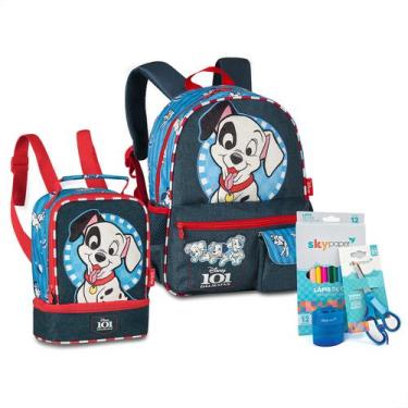 Imagem de Kit Escolar Mini Mochila De Costas 101 Dálmatas Lancheira Térmica Disn