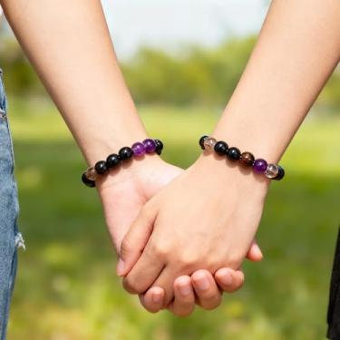 Imagem de Pulseiras com contas de olho de tigre para casal, joias elásticas de cristal de cura unissex, acessório de moda para equilíbrio de energia, 18cm, Pedra, Sem Pedra Preciosa