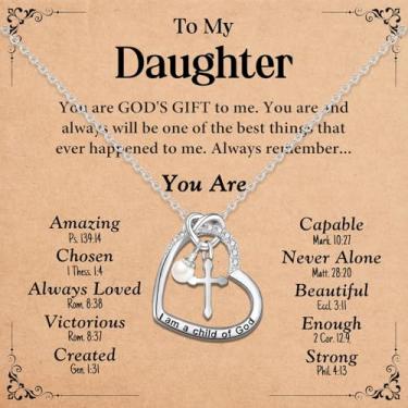 Imagem de GULICX Presentes de mãe e pai, colar de cruz para crianças, adolescentes, meninas, cesta de Páscoa cristã, confirmação de batismo, dia dos namorados, presentes de aniversário e Natal