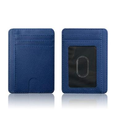 Imagem de Carteira com porta-cartões de crédito, fina e minimalista com bloqueio de RFID, Azul, Slim, Minimalista