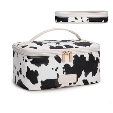 Imagem de Montana West X Wrangler Bolsa de maquiagem de viagem, conjunto de 2 peças, grande bolsa de cosméticos com suporte de pincel de maquiagem, portátil, organizador de maquiagem, bolsa de higiene pessoal