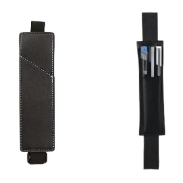 Imagem de Suporte de caneta elástico removível – capa de couro PU ajustável para diários e agendas, acessório organizador de lápis preto