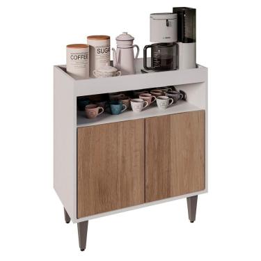 Imagem de Balcão Aparador Buffet Cantinho Do Café 71cm Lice Z34 Branco/freijó - Mpozenato