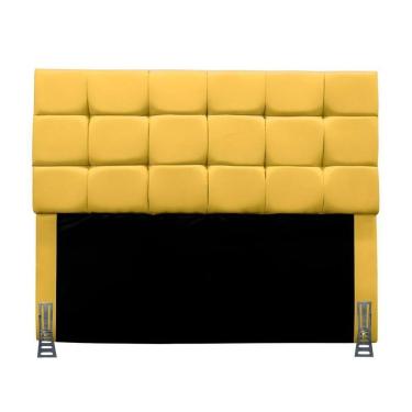 Imagem de Cabeceira Queen 160 Cm Estofada Larissa Em Suede Com Frame Amarelo