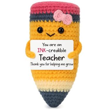 Imagem de YUEYUQIU Presentes de agradecimento ao professor, decoração de caneta de crochê feita à mão, presentes de agradecimento de fim de ano para mulheres e homens, melhor presente de aniversário, Natal