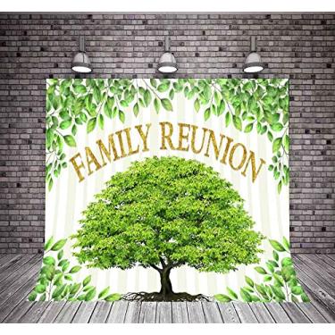 Imagem de GURETER Pano de fundo de reunião de família, tema de membros da árvore genealógica, cenário fotográfico de vinil 2,4 x 2,4 m, árvore verde, reunião familiar, festa de boas-vindas, cenários de