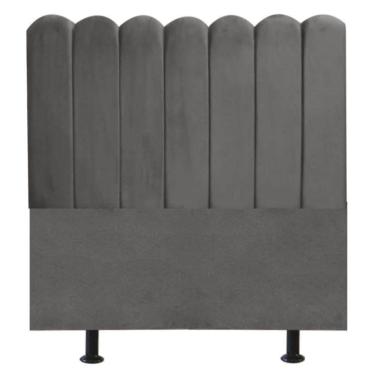 Imagem de Cabeceira Nuvem Cama Casal 140 Cm Alanis Suede Cinza Escuro