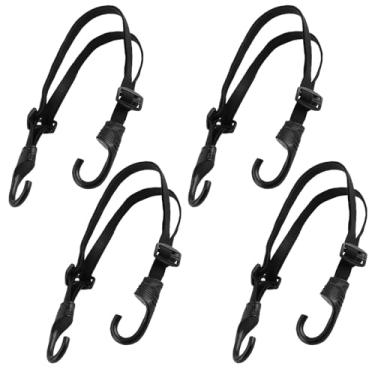 Imagem de Nextpal 4 peças de alças de bagagem para capacete de motocicleta, cordas elásticas retráteis com ganchos, rede universal para suporte de capacete para armazenamento e transporte de bicicletas, preto
