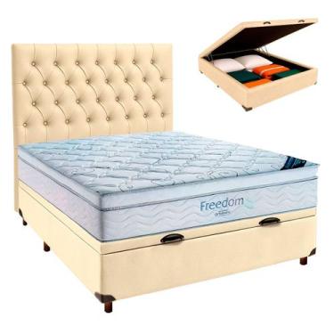 Imagem de Box Bau Begetiza+Colchão Casal Freedom Ortobom+Cabeceira