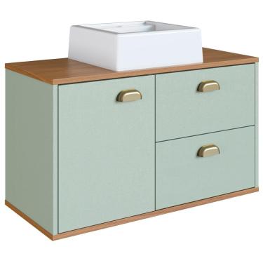 Imagem de Gabinete Suspenso 80 Cm Mdf Cuba Branca Livia Freijo Moscatel Faem Freijo Moscatel