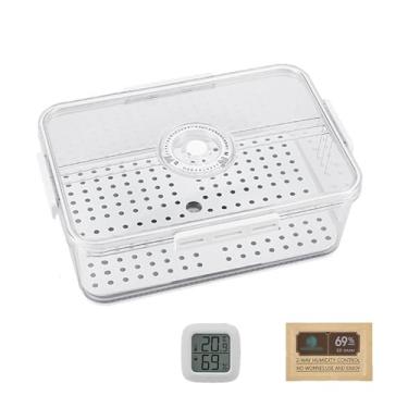 Imagem de Umidor de charuto, caixa de armazenamento de charutos com higrômetro caixa transparente para charutos prateleira de madeira de cedro 30/60/100 charutos (sem charutos) 5