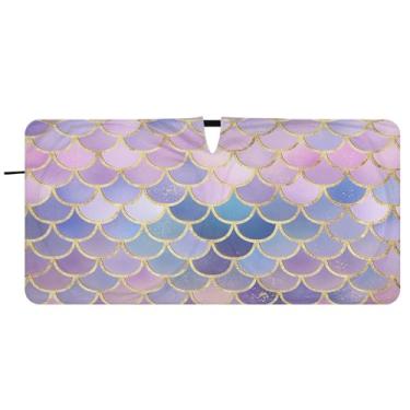 Imagem de Blueangle Guarda-sol para para-brisa de escamas de peixe sereia - 149.9 cm x 76.2 cm dobrável carro janela frontal blocos para-sol raios UV viseira de sol (38)