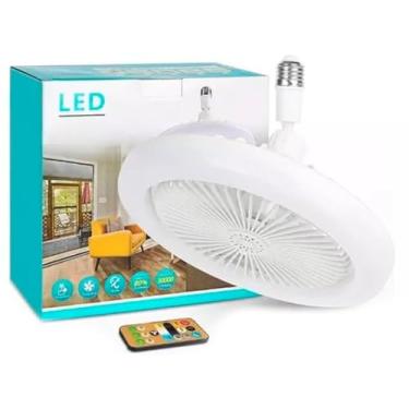 Imagem de Ventilador de Teto Turbo Silencioso Oval 60W/50w 6 Pás LED 3 Cores E27 Controle Função Timing Bivolt(50W)