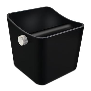 Imagem de Caixa de café expresso, grande capacidade e base antiderrapante, caixa de batida, com barra removível absorvente de choque e base antiderrapante. Acessórios para máquina de café expresso (preto)