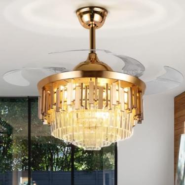 Imagem de EKROTOK Ventiladores de Teto com Luz 42'' 1050CM 6 Velocidades, Ventilador de Teto com Lâmpada 85-265V com Pás Retráteis e Controle Remoto. Ventilador Silencioso com Resfriamento Eficiente