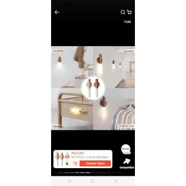 Imagem de Luminária LED Noturna Magnética, Madeira e Acrílico, 18cm, Sensor de Movimento, Luz de Corredor e Guarda-Roupa, USB Type-C, Kit com 2 Peças