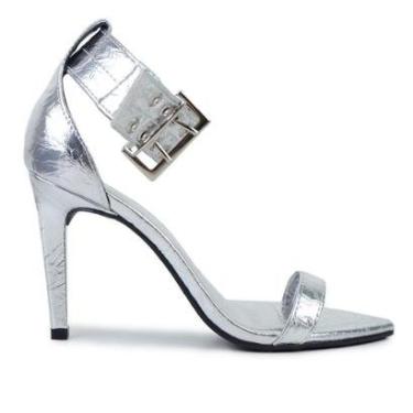 Imagem de Sandalia Suzana Santos Salto Alto Fino Prata Feminina-Feminino