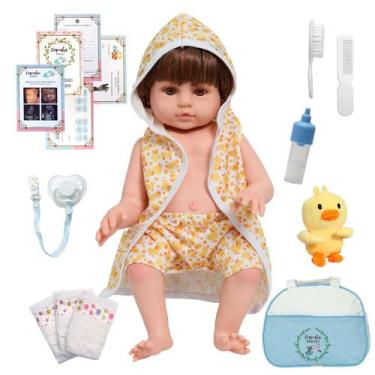 Imagem de Boneco Reborn Arthur Saída de Banho Patinho + Acessórios - Cegonha Reb