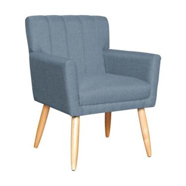 Imagem de Poltrona Decorativa Cecília Linho Cores - DS Estofados, Azul