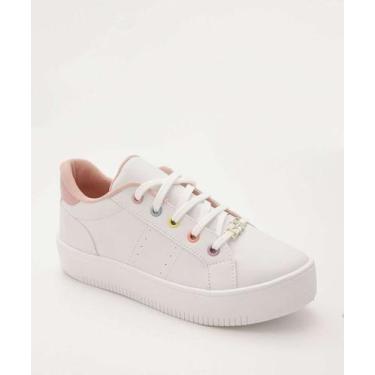 Imagem de Tênis Infantil Casual Marisa 27045MA Branco-46024, 28, Branco, Rosa