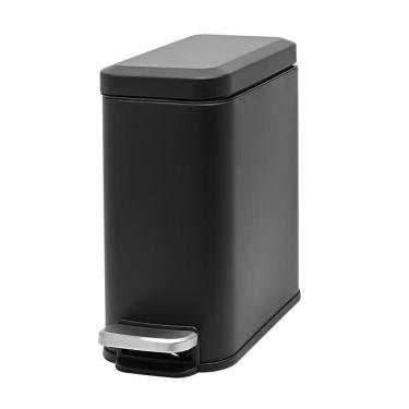 Imagem de Lixeira Pedal Retangular Preta 5 Litros Slim - Construmarcas