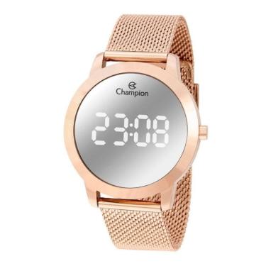 Imagem de Relógio feminino rose led branco champion prova d`água +