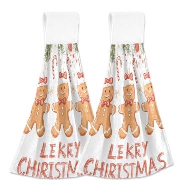 Imagem de Blueangle 2 Pçs Bonito Pão de Gengibre Masculino Pendurado Toalha de Mão Toalha de Mão Absorvente Macio Coral Veludo Pano para Cozinha Banheiro (587)