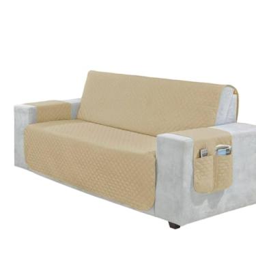Imagem de Protetor de Sofá 2 3 4 Lugares Retrátil (1,00/1,50/1,80/2,20m) Capa Matelada Porta Objetos(BEGE,4 Lugares (2,20m))