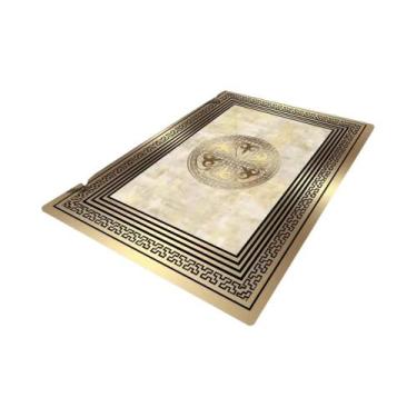 Imagem de Tapete Geométrico Grande Preto E Dourado, Luxo Nórdico Para Sala De Es