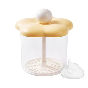 Imagem de Pubcontti Máquina de espuma para lavagem facial – Ferramenta de cuidados com bolhas de espuma rápida com tampa de flor fofa, compatível com todas as lavagens de limpeza facial, compacta para banheiro
