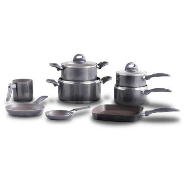 Imagem de Jogo de Panelas Ceramic Life Smart Plus Cinza 8 Peças - Brinox 4791/115