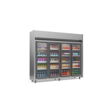 Imagem de Expositor 4 Portas Tipo Inox GEAS4P 4 Prateleiras 220v Gelopar
