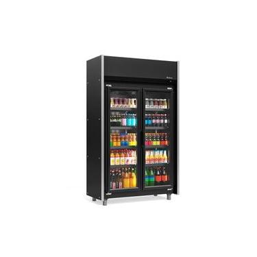 Imagem de Expositor Vertical 2 Portas All Black GEAS2PLB 4 Prateleiras 220v Gelopar