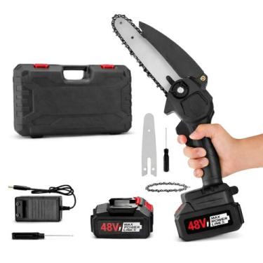 Imagem de Motosserra Elétrica Portátil 6 Polegadas com 2 Baterias 48V Recarregáv