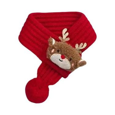 Imagem de Cachecol Tricotado Vermelho E Verde Para Cachorros, Acessório De Natal