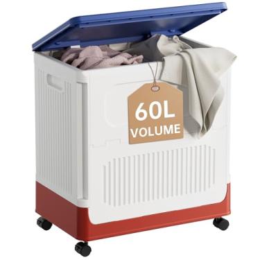 Imagem de HAIXIN HOME Cesto de lavanderia fofo de 60L, cesto de roupa suja com tampa, cesto de ro...