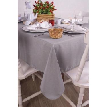 Imagem de Toalha de Mesa Retangular em Oxford Cinza, 1,40 x 2,50