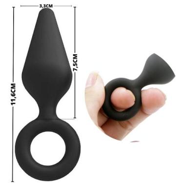 Imagem de Plug Anal em silicone - Formato Cone com alça de dedo - 11,6x3,3 - Aph