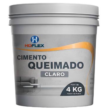 Imagem de Massa Acrílica para Efeito Cimento Queimado HD Flex Cinza Claro com Acabamento Rustico e Alta Aderência 4KG