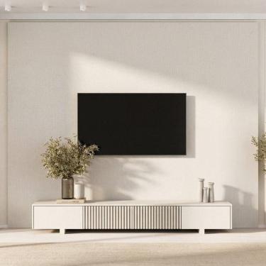 Imagem de Rack com Painel Ripado para TV até 86 280CMX230CM Aruá CabeCasa MadeiraOriginals Off White Off White