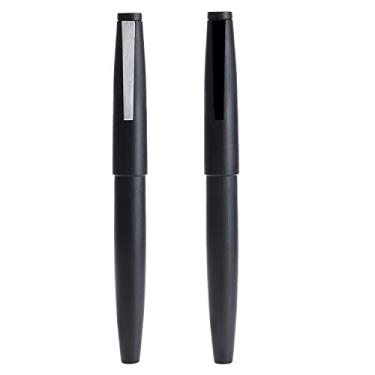 Imagem de 2 canetas-tinteiro Jinhao 80 pretas de fibra de carbono escovado com conversor de tinta, conjunto de canetas de escrita com ponta de 0,3 mm