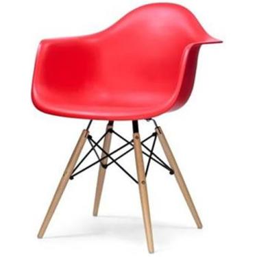 Imagem de Cadeira Eames Com Braco Base Madeira Vermelho Fosco - 18185 - Sun Hous