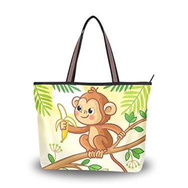 Imagem de ColourLife Bolsa de ombro com alça superior para macaco e árvore, bolsa de ombro para mulheres e meninas, Multicolorido., Large