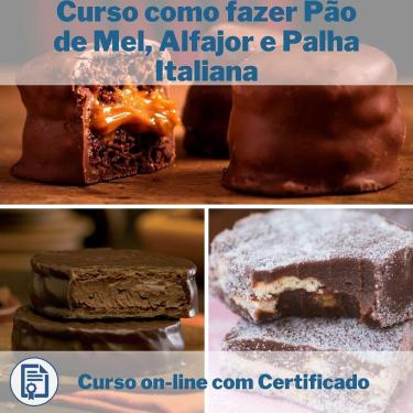 Imagem de Curso Online em videoaula de como fazer Pão de Mel, Alfajor e Palha Italiana com Certificado + 2 brindes