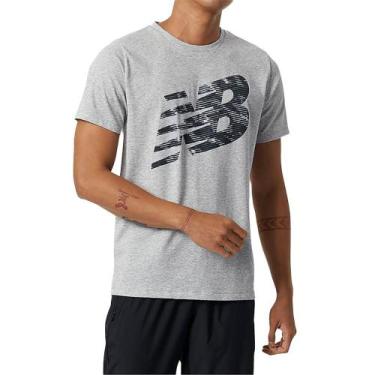 Imagem de Camiseta New Balance Heathertech Estampada Masculina Cinza