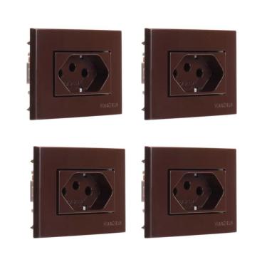 Imagem de Kit Com 04 Tomada Para Moveis Margirius 2P+T Marrom 20A 250V