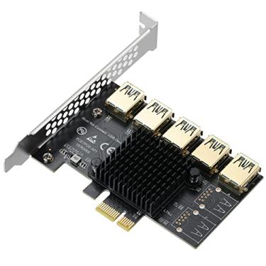 Imagem de MZHOU PCI-E 1 a 5 slots USB Riser Card – Placa multiplicadora de adaptador USB 3.0 de maior estabilidade para mineração de Bitcoin, compatível com Windows Linux Mac