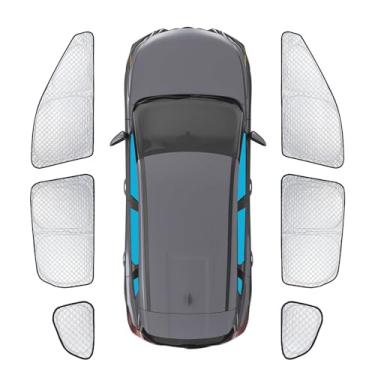 Imagem de KMF Pacote com 6 protetores solares de janela de carro para Nissan Rogue 2021-2023, viseira de sol dobrável lateral completa para acampamento / bebê e proteção de privacidade